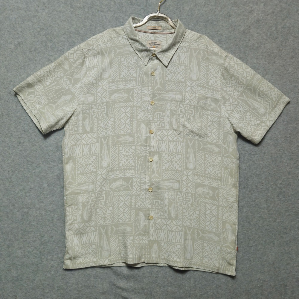 Quiksilver Waterman Collection Mens XXL Tailored Fit Hawaiian Shirt Tiki Camp - Picture 2 of 9